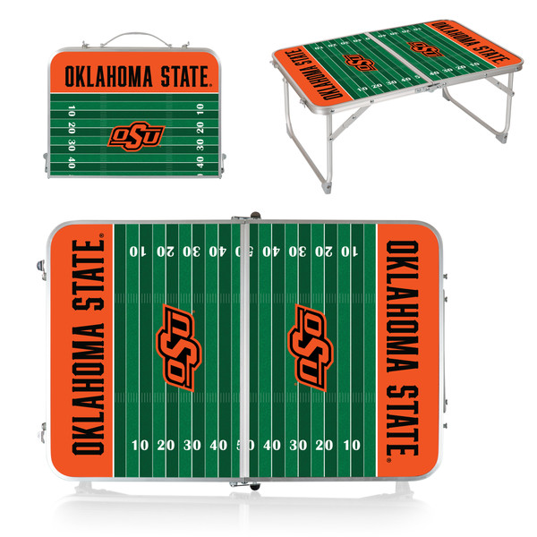 Oklahoma State Cowboys Concert Table Mini Portable Table, (Charcoal Wood Grain)
