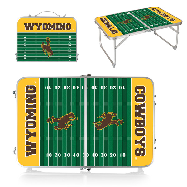 Wyoming Cowboys Concert Table Mini Portable Table, (Charcoal Wood Grain)