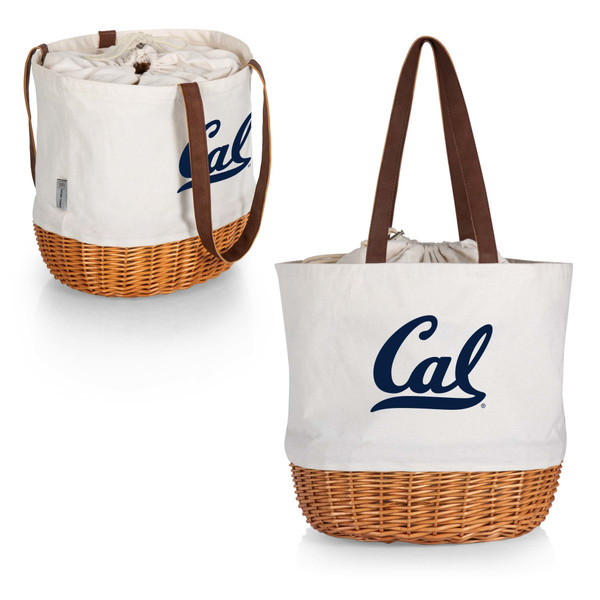 Cal Bears Coronado Canvas and Willow Basket Tote, (Beige Canvas)