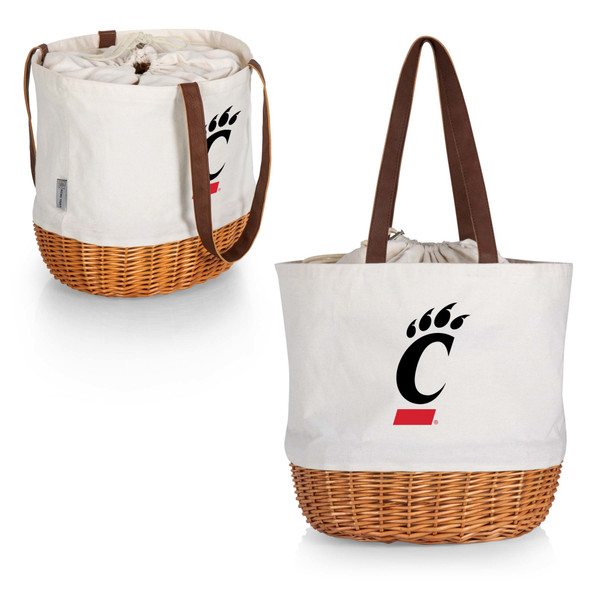 Cincinnati Bearcats Coronado Canvas and Willow Basket Tote, (Beige Canvas)