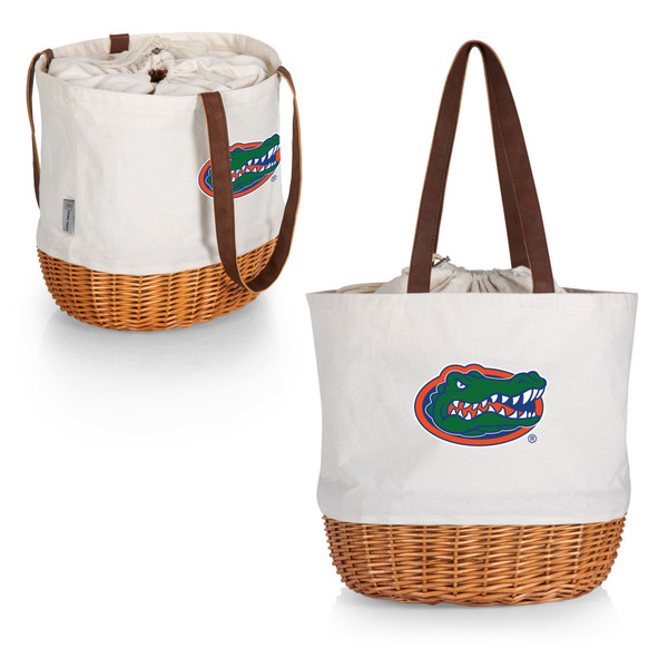 Florida Gators Coronado Canvas and Willow Basket Tote, (Beige Canvas)