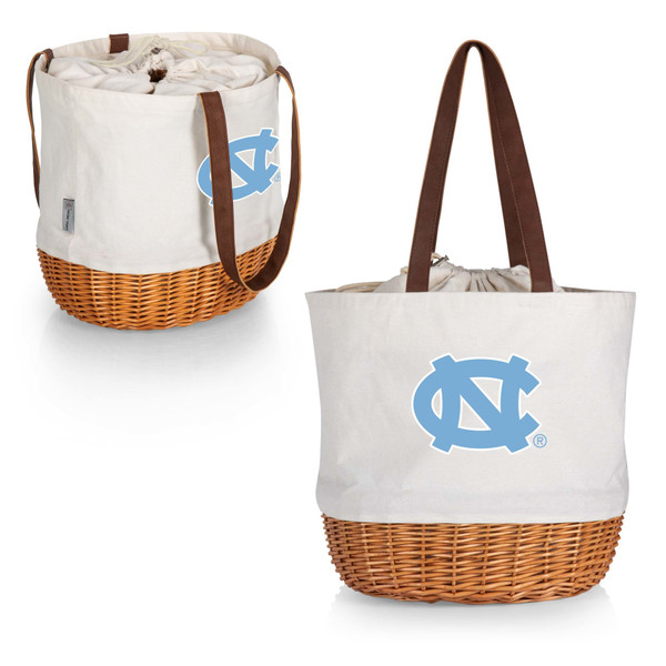 North Carolina Tar Heels Coronado Canvas and Willow Basket Tote, (Beige Canvas)