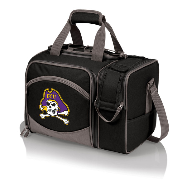 East Carolina Pirates Malibu Picnic Basket Cooler, (Black with Gray Accents)