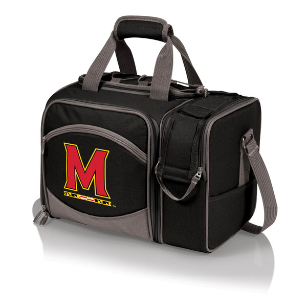 Maryland Terrapins Malibu Picnic Basket Cooler, (Black with Gray Accents)