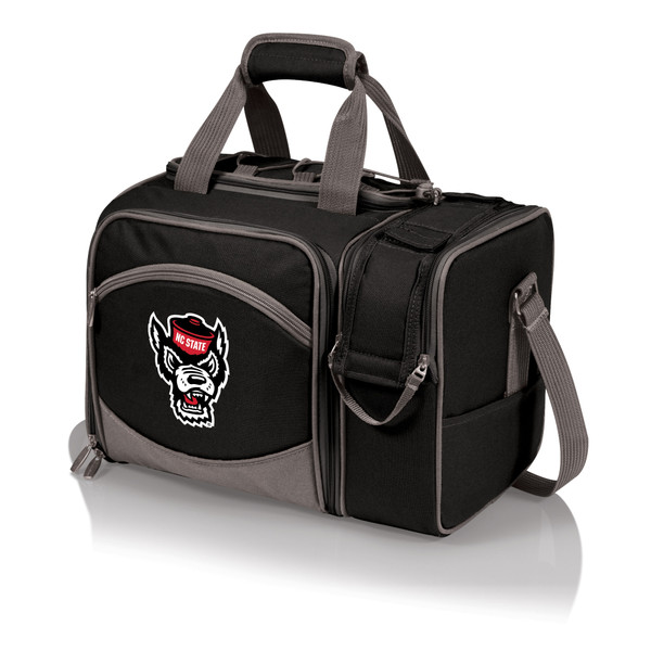 NC State Wolfpack Malibu Picnic Basket Cooler, (Black with Gray Accents)