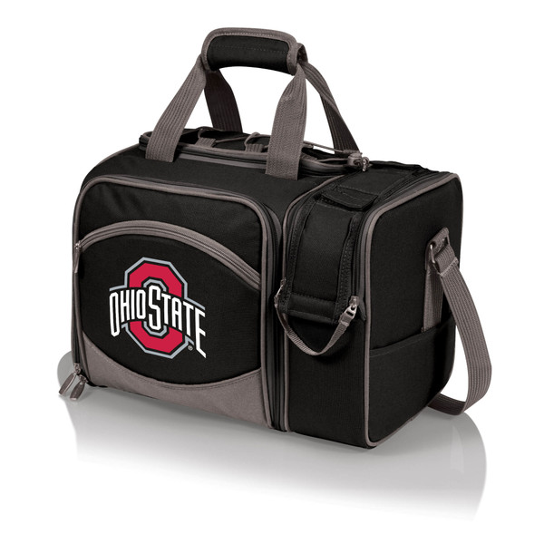 Ohio State Buckeyes Malibu Picnic Basket Cooler, (Black with Gray Accents)