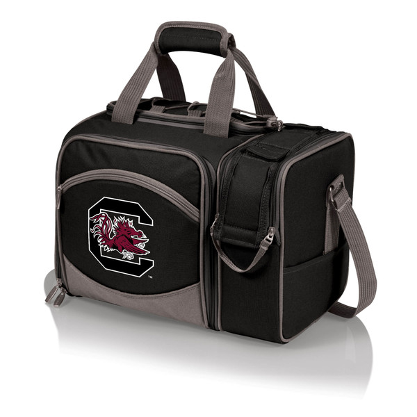 South Carolina Gamecocks Malibu Picnic Basket Cooler, (Black with Gray Accents)