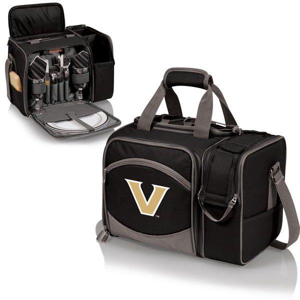 Vanderbilt Commodores Malibu Picnic Basket Cooler, (Black with Gray Accents)