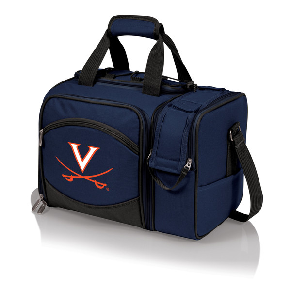 Virginia Cavaliers Malibu Picnic Basket Cooler, (Navy Blue with Black Accents)
