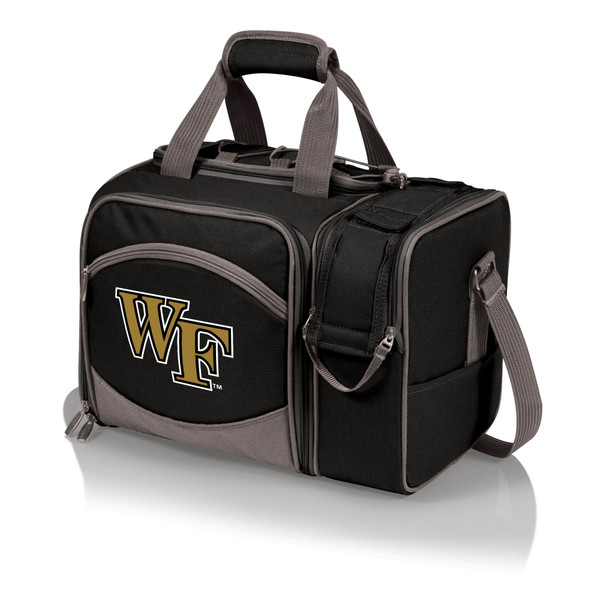 Wake Forest Demon Deacons Malibu Picnic Basket Cooler, (Black with Gray Accents)