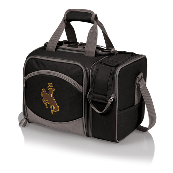 Wyoming Cowboys Malibu Picnic Basket Cooler, (Black with Gray Accents)