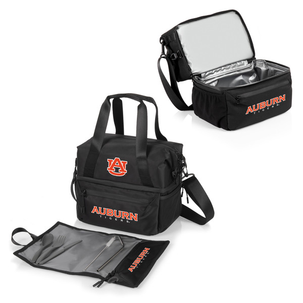 Auburn Tigers Tarana Lunch Bag Cooler with Utensils, (Carbon Black)
