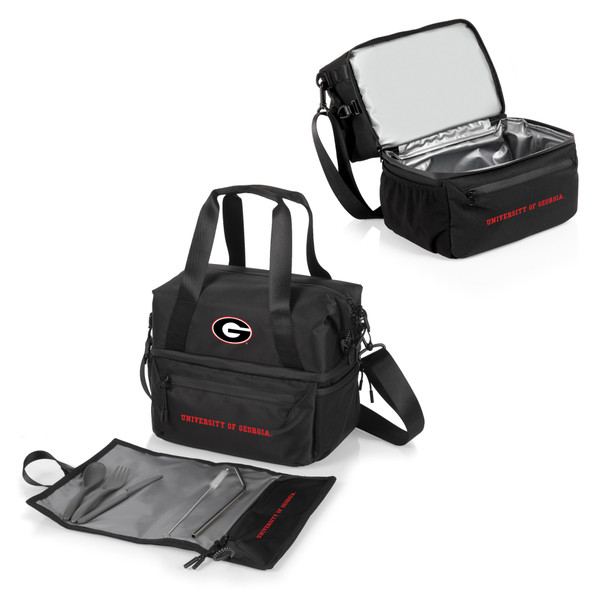 Georgia Bulldogs Tarana Lunch Bag Cooler with Utensils, (Carbon Black)