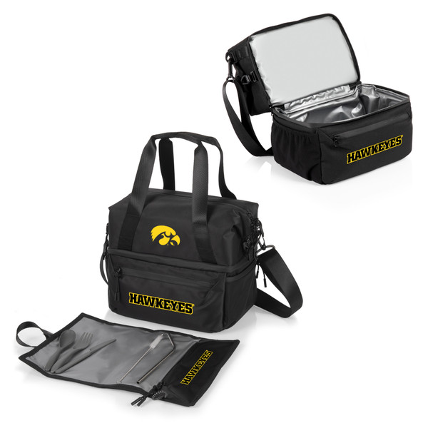 Iowa Hawkeyes Tarana Lunch Bag Cooler with Utensils, (Carbon Black)