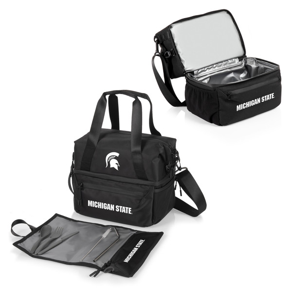 Michigan State Spartans Tarana Lunch Bag Cooler with Utensils, (Carbon Black)