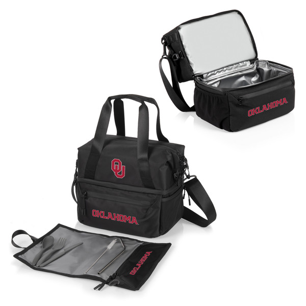 Oklahoma Sooners Tarana Lunch Bag Cooler with Utensils, (Carbon Black)