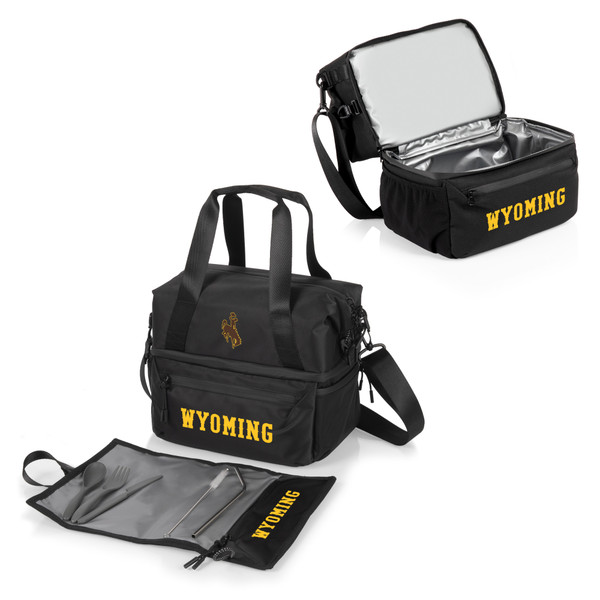 Wyoming Cowboys Tarana Lunch Bag Cooler with Utensils, (Carbon Black)