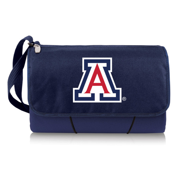 Arizona Wildcats Blanket Tote Outdoor Picnic Blanket, (Navy Blue with Black Flap)