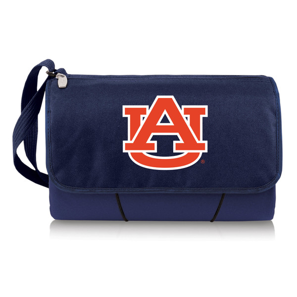 Auburn Tigers Blanket Tote Outdoor Picnic Blanket, (Navy Blue with Black Flap)