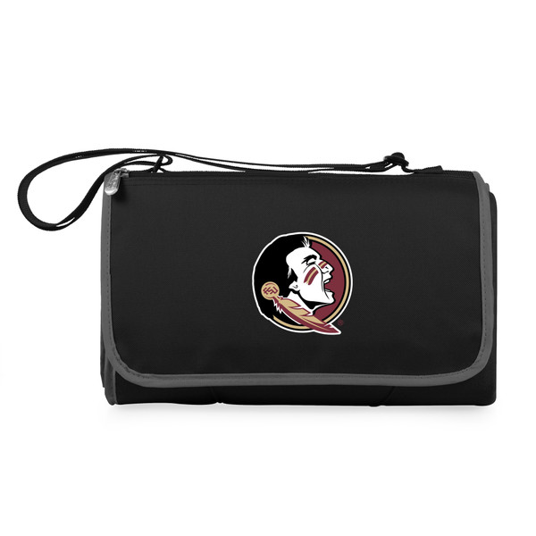 Florida State Seminoles Blanket Tote Outdoor Picnic Blanket, (Black with Black Exterior)