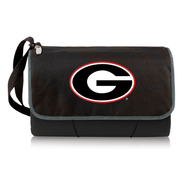 Georgia Bulldogs Blanket Tote Outdoor Picnic Blanket, (Black with Black Exterior)