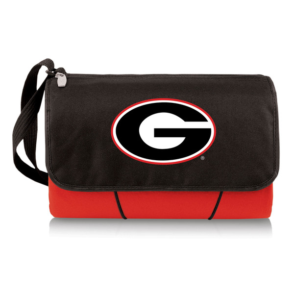 Georgia Bulldogs Blanket Tote Outdoor Picnic Blanket, (Red with Black Flap)