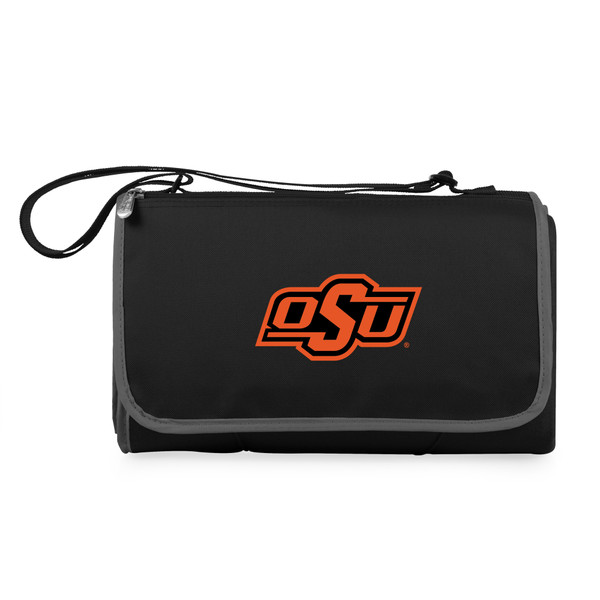 Oklahoma State Cowboys Blanket Tote Outdoor Picnic Blanket, (Black with Black Exterior)