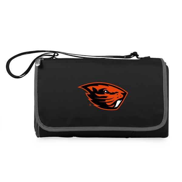 Oregon State Beavers Blanket Tote Outdoor Picnic Blanket, (Black with Black Exterior)