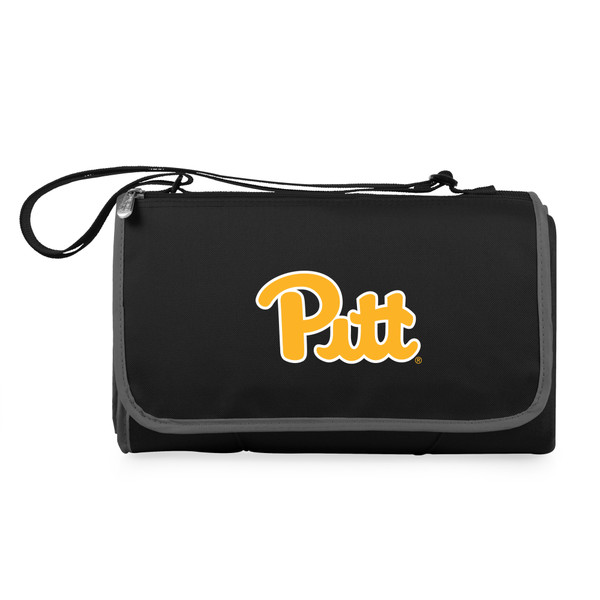 Pittsburgh Panthers Blanket Tote Outdoor Picnic Blanket, (Black with Black Exterior)