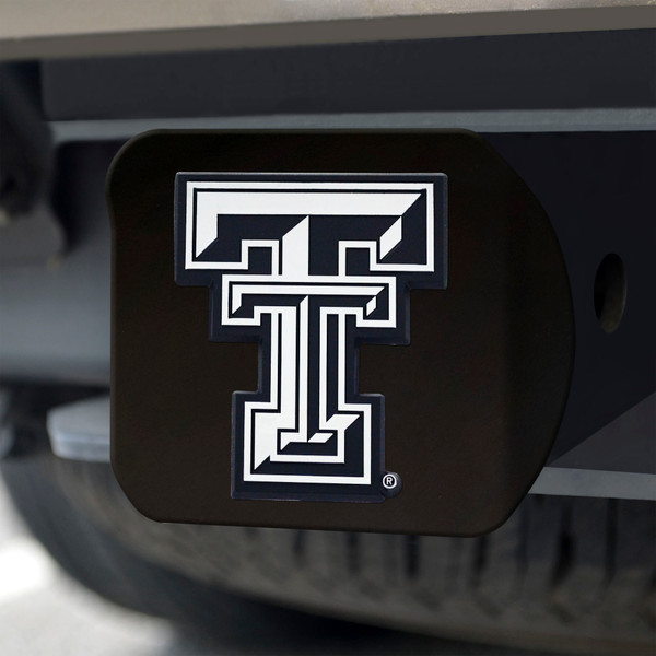Texas Tech University Hitch Cover - Chrome on Black 3.4"x4"