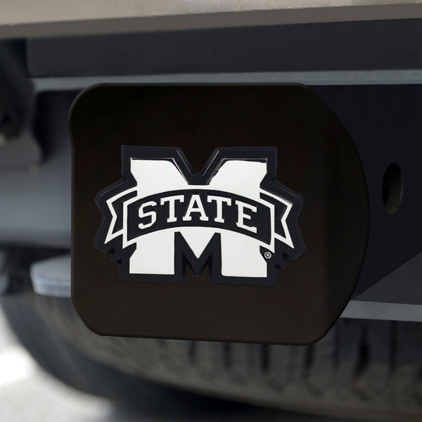 Mississippi State University Hitch Cover - Chrome on Black 3.4"x4"