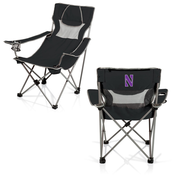 Northwestern Wildcats Campsite Camp Chair, (Black with Gray Accents)