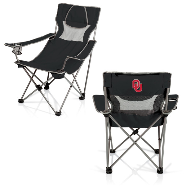 Oklahoma Sooners Campsite Camp Chair, (Black with Gray Accents)