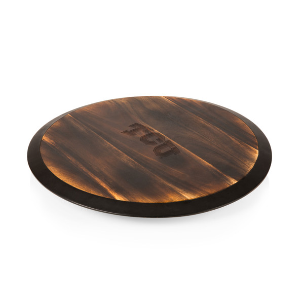 TCU Horned Frogs Lazy Susan Serving Tray, (Fire Acacia Wood)