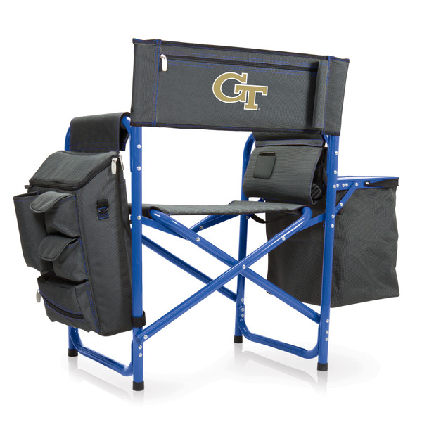 Georgia Tech Yellow Jackets Fusion Camping Chair, (Dark Gray with Blue Accents)