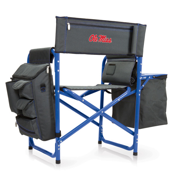 Ole Miss Rebels Fusion Camping Chair, (Dark Gray with Blue Accents)