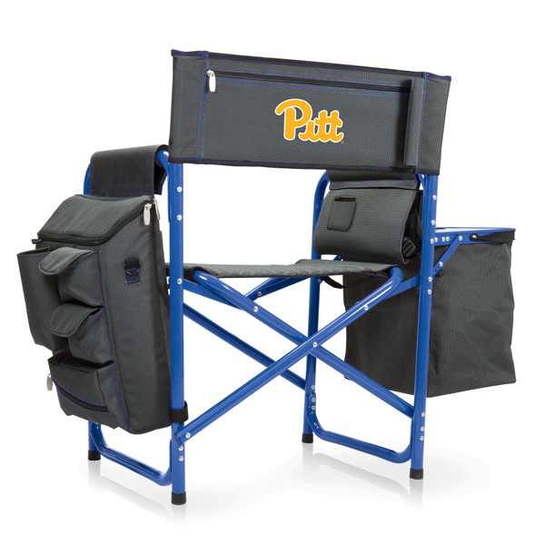 Pittsburgh Panthers Fusion Camping Chair, (Dark Gray with Blue Accents)