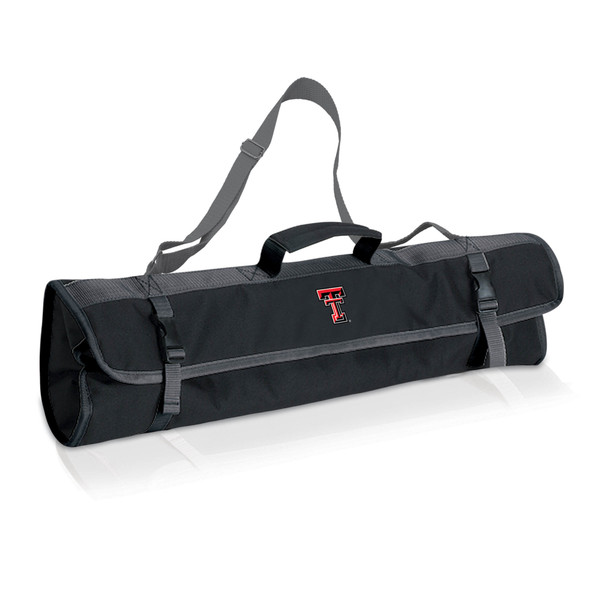 Texas Tech Red Raiders 3-Piece BBQ Tote & Grill Set, (Black with Gray Accents)