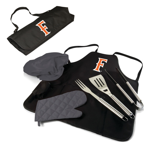 Cal State Fullerton Titans BBQ Apron Tote Pro Grill Set, (Black with Gray Accents)