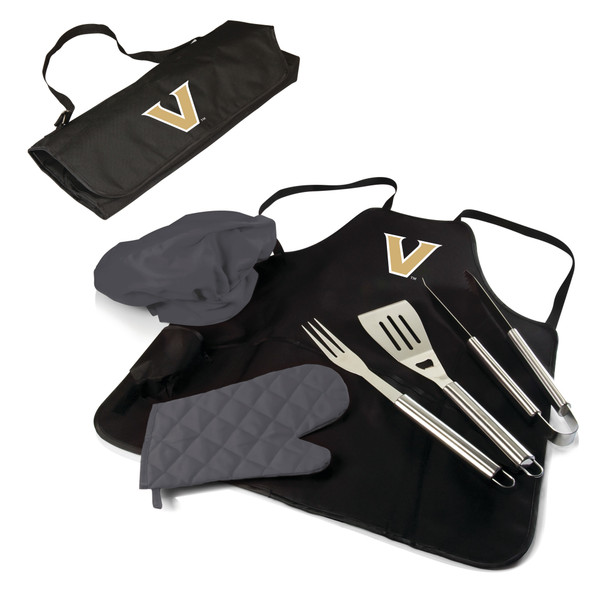 Vanderbilt Commodores BBQ Apron Tote Pro Grill Set, (Black with Gray Accents)