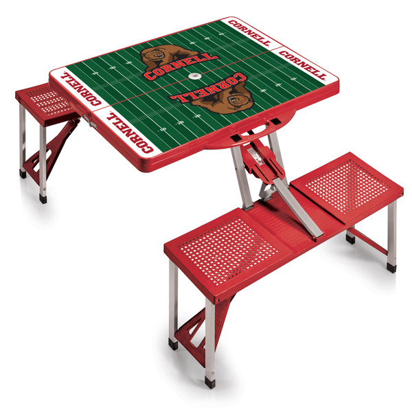 Cornell Big Red Football Field Picnic Table Portable Folding Table with Seats, (Red)