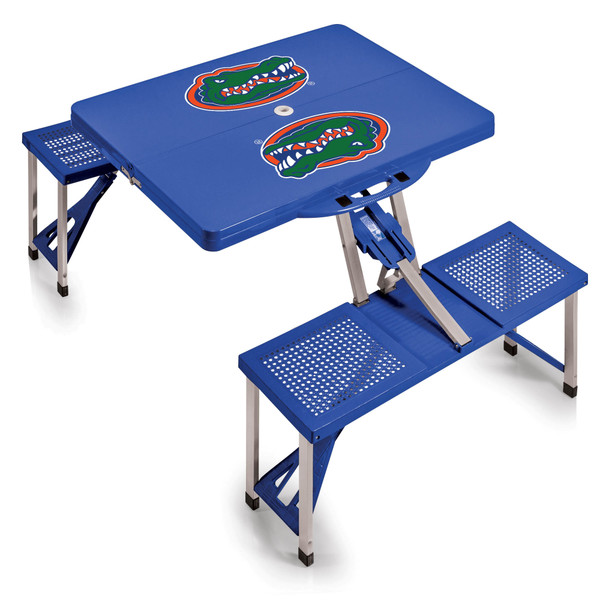 Florida Gators Picnic Table Portable Folding Table with Seats, (Royal Blue)