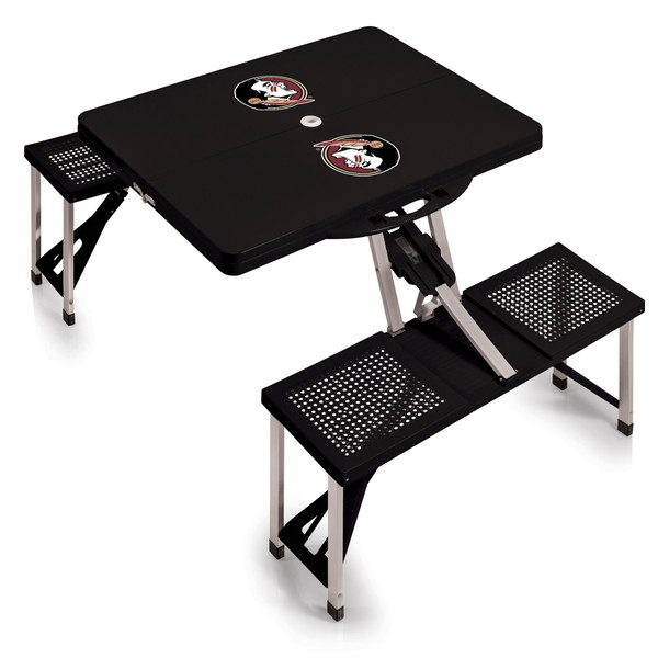 Florida State Seminoles Picnic Table Portable Folding Table with Seats, (Black)