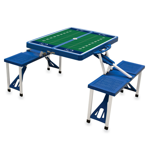 Penn State Nittany Lions Football Field Picnic Table Portable Folding Table with Seats, (Royal Blue)