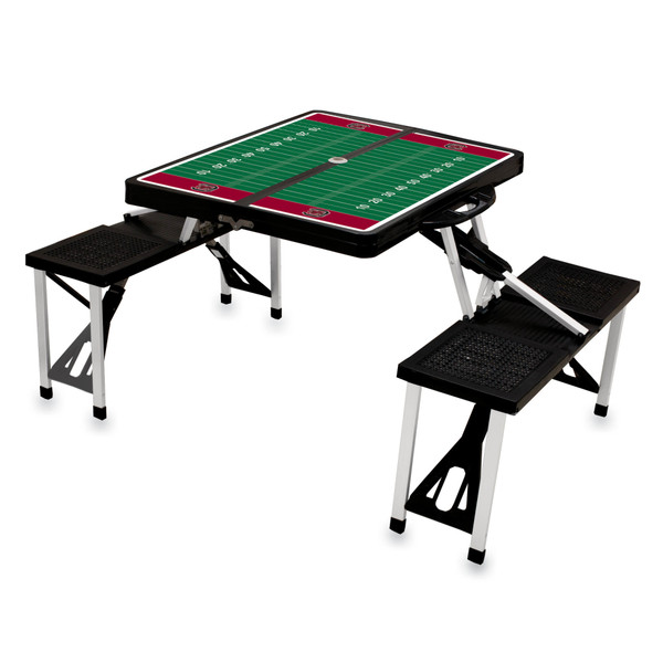 South Carolina Gamecocks Football Field Picnic Table Portable Folding Table with Seats, (Black)