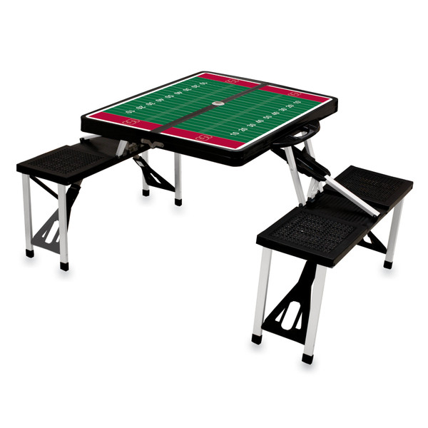 Stanford Cardinal Football Field Picnic Table Portable Folding Table with Seats, (Black)