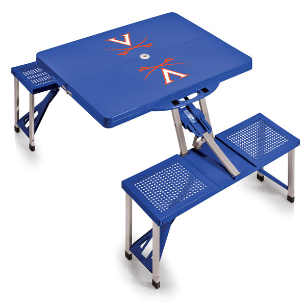 Virginia Cavaliers Picnic Table Portable Folding Table with Seats, (Royal Blue)