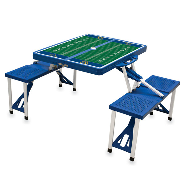 West Virginia Mountaineers Picnic Table Portable Folding Table with Seats, (Royal Blue)