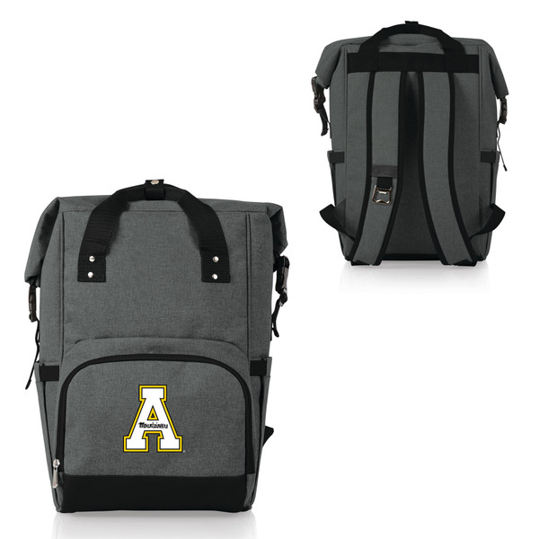 App State Mountaineers On The Go Roll-Top Backpack Cooler, (Heathered Gray)