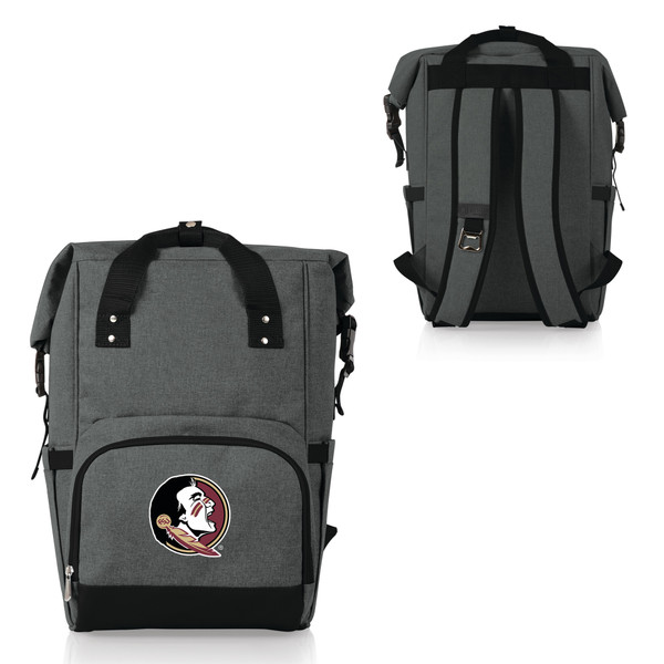 Florida State Seminoles On The Go Roll-Top Backpack Cooler, (Heathered Gray)